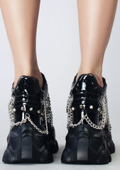 Exquisite Chain-Embellished Platform Lace-Up Sneakers for Women by Anthony Wang