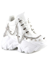 Exquisite Chain-Embellished Platform Lace-Up Sneakers for Women by Anthony Wang