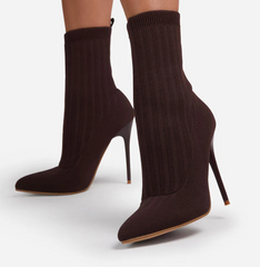 Ricochet Sexy Stiletto Pointed Toe Sock High Heels Ankle Booties